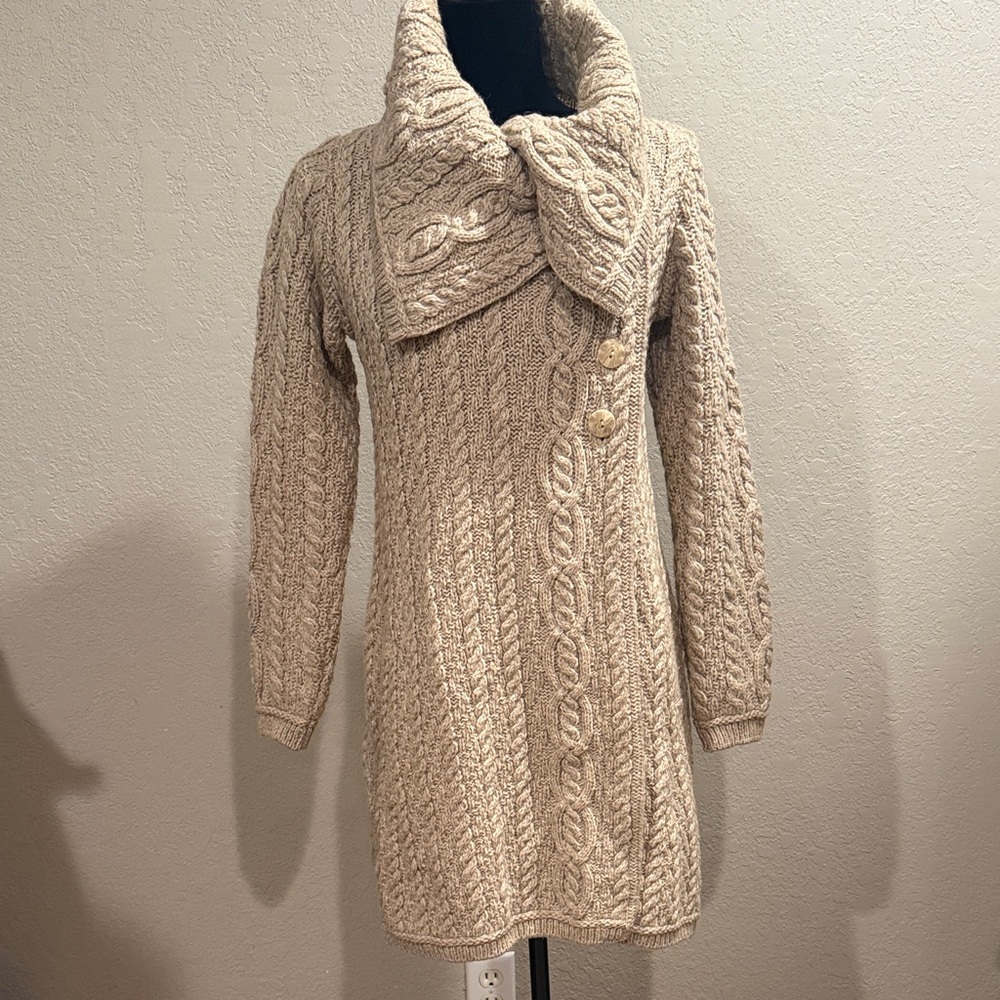 Aran Crafts Cowl Neck Sweater - Cream